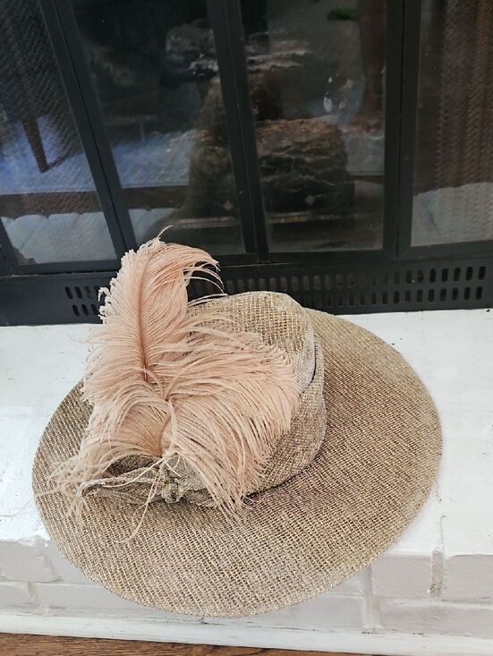 Suzanne Couture Millinery Wide-Brim Ostrich Feather Natural Accent Hat main image 9